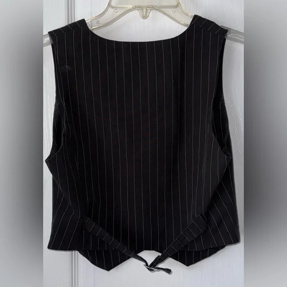 Adika Like New Black Lucille Pinstripe Vest & Pants Set